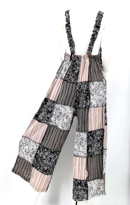 Mushroom Overlock Patchwork Overalls
