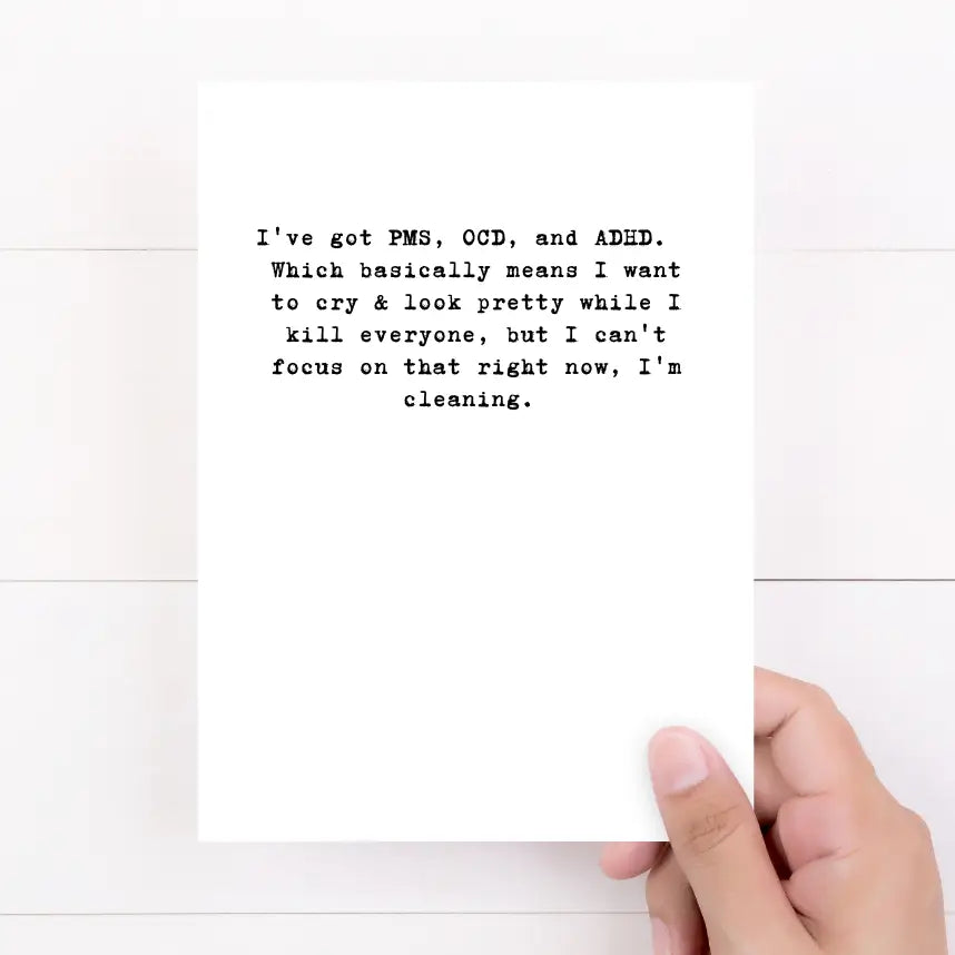 Pms, OCD, ADHD Card