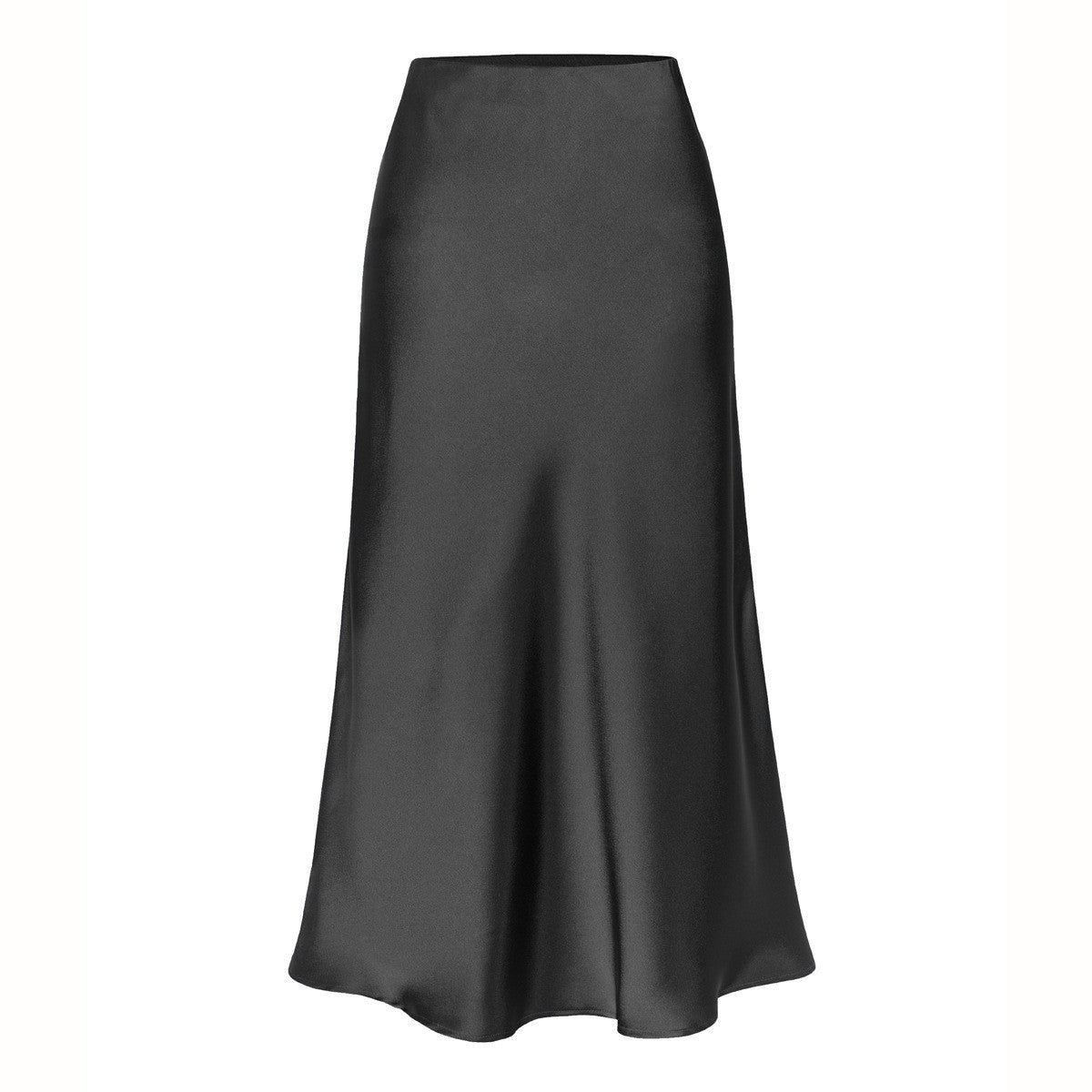 High waisted Satin Slit Midi Skirt