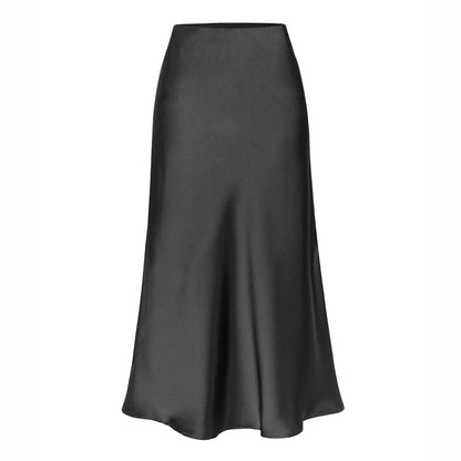 High waisted Satin Slit Midi Skirt