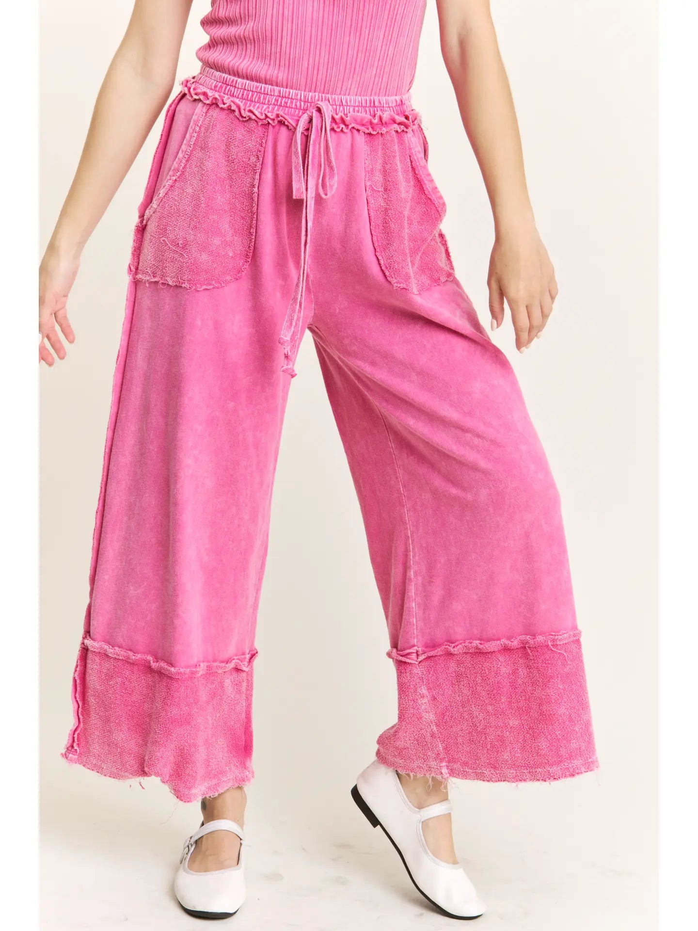 Mineral Wash Wide Pants *Raw Hem*