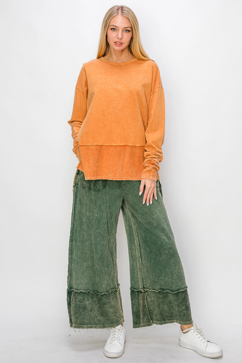 Mineral Wash Wide Pants *Raw Hem*