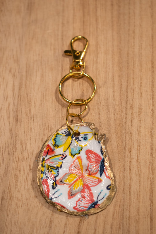 Oyster Shell Bag Charm (Butterflies)