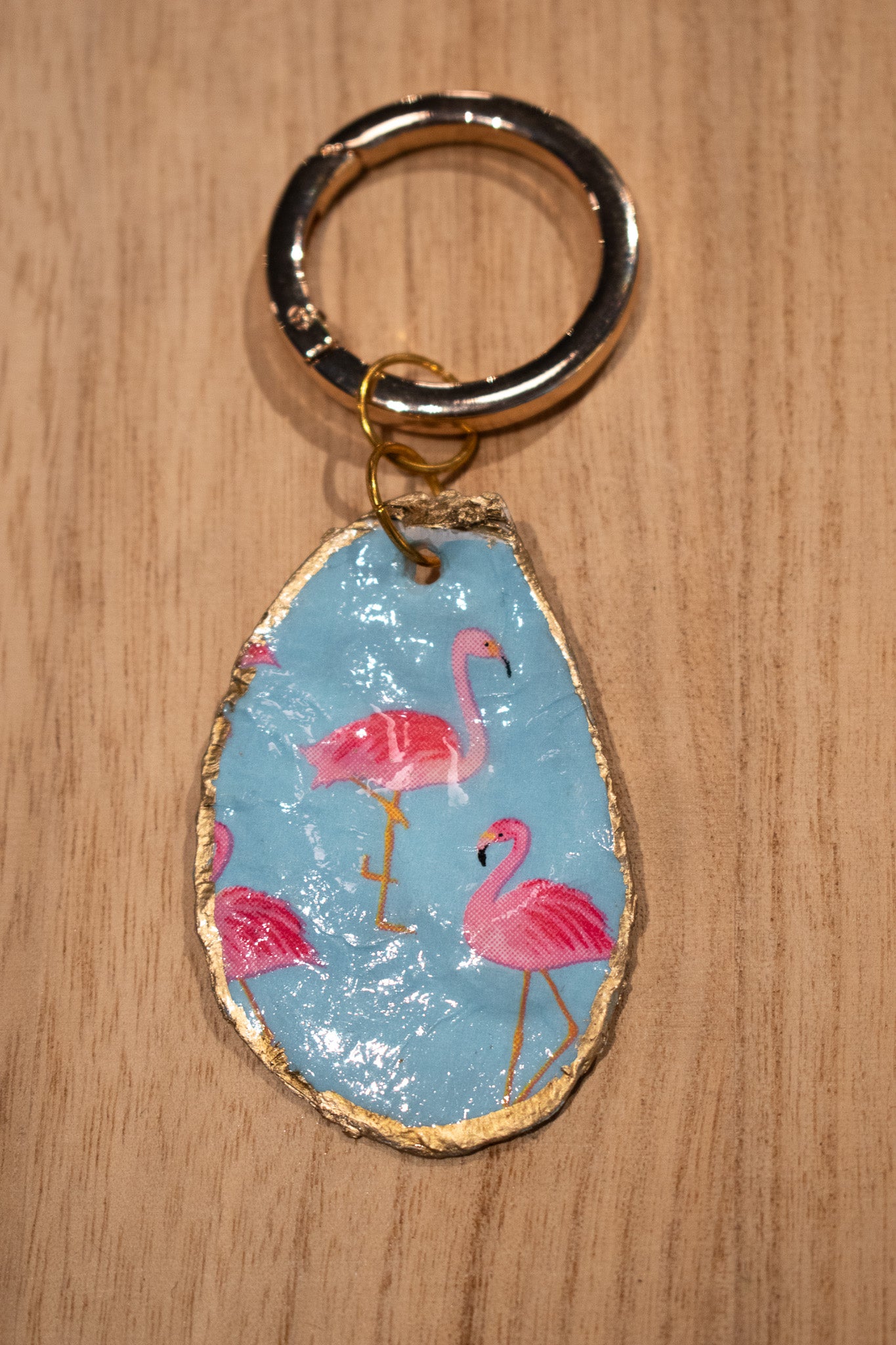 Oyster Shell Bag Charm (Flamingos)