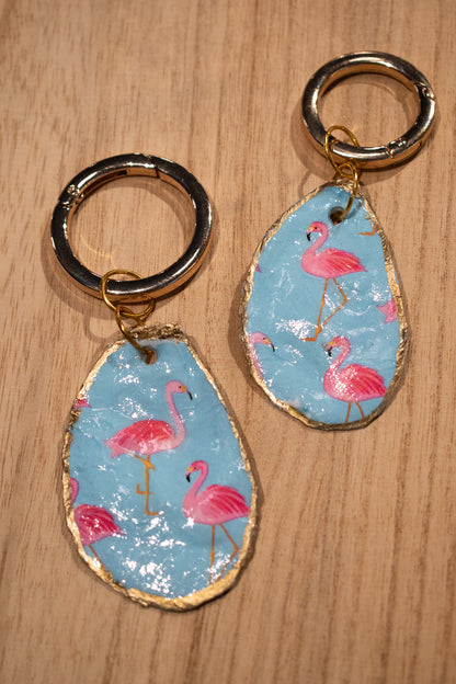 Oyster Shell Bag Charm (Flamingos)