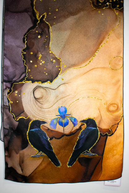Crows No. 1 Silk Scarf (16” X 72”)