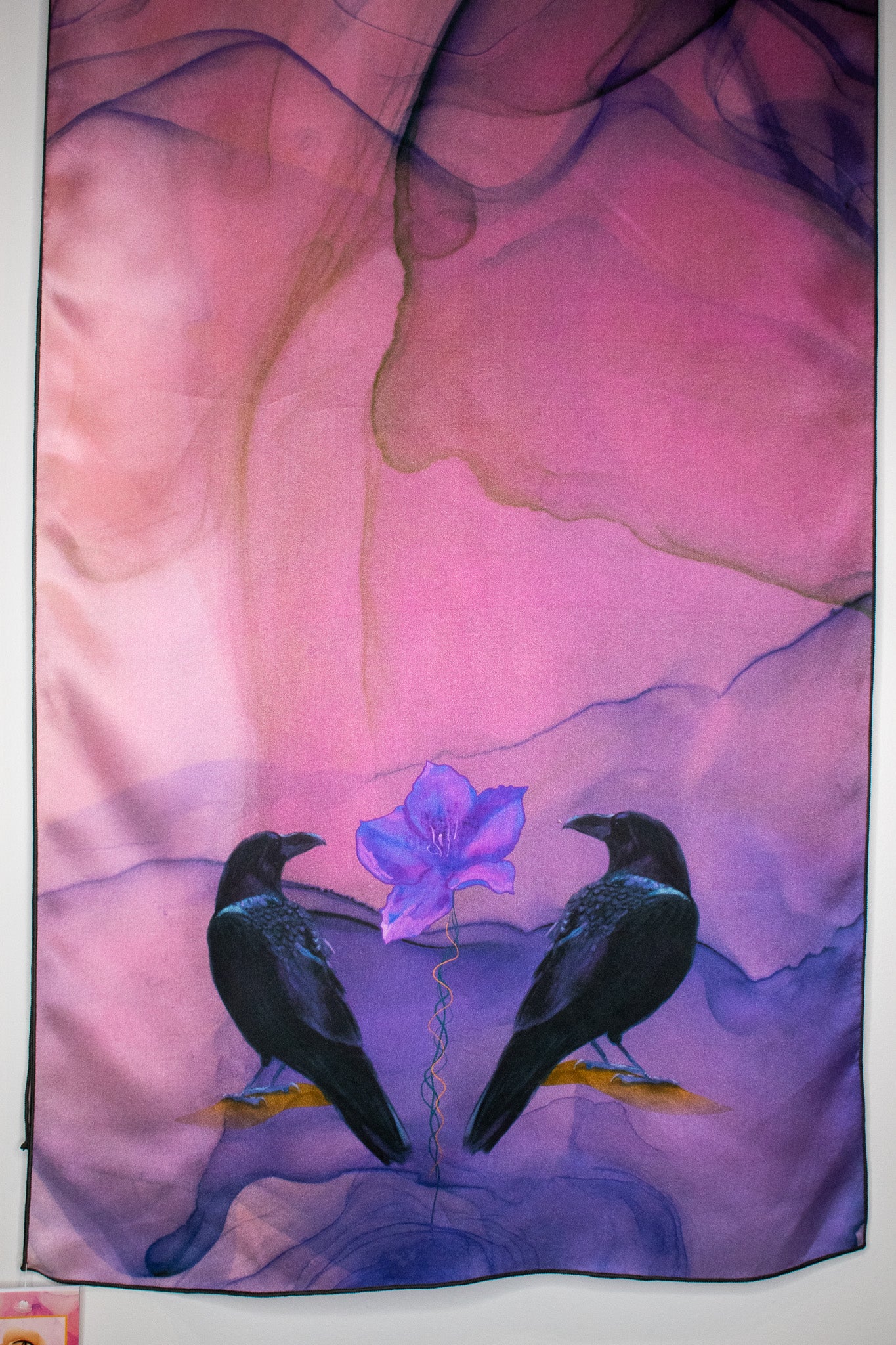 Crows No. 2 Silk Scarf (16” X 72”)