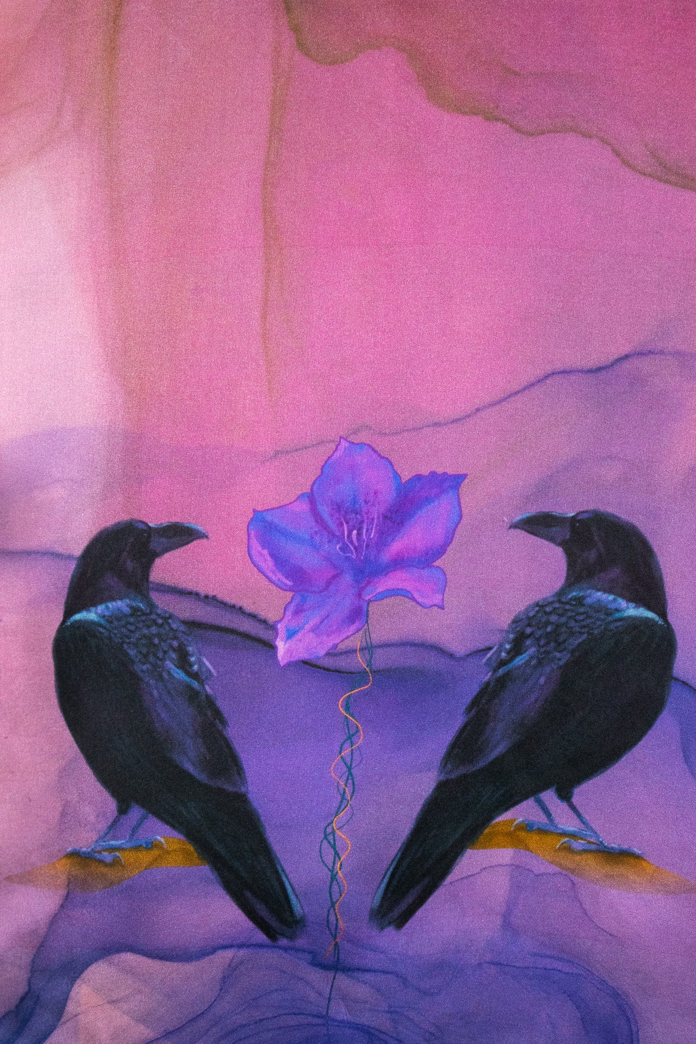 Crows No. 2 Silk Scarf (16” X 72”)