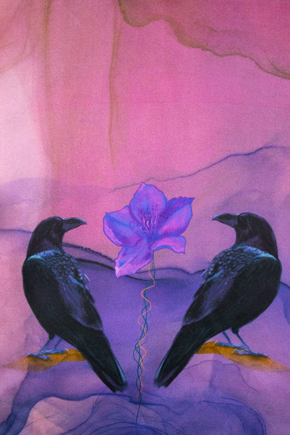 Crows No. 2 Silk Scarf (16” X 72”)