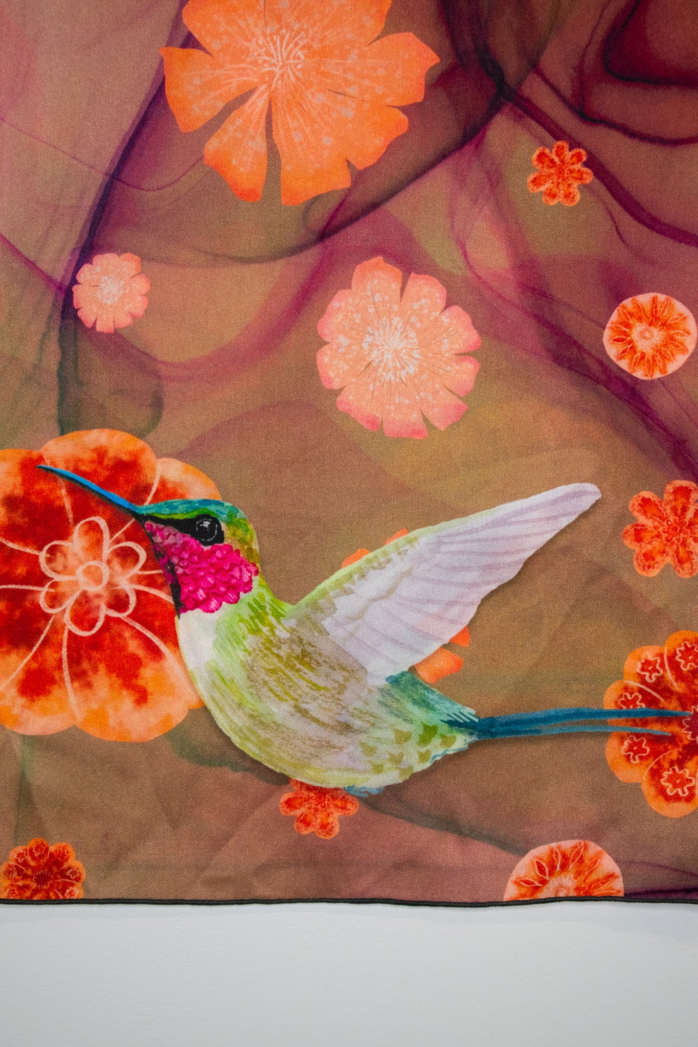 Amethyst Hummingbird Silk Scarf