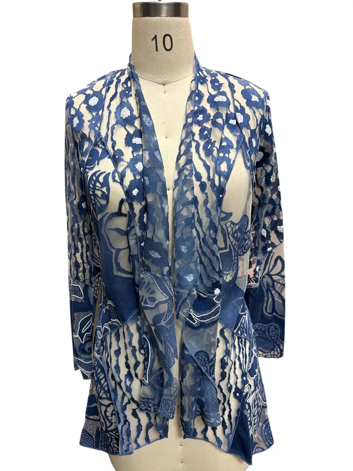 Fields Of Blue Lace Embroidered Kimono