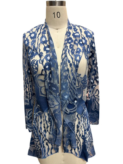 Fields Of Blue Lace Embroidered Kimono