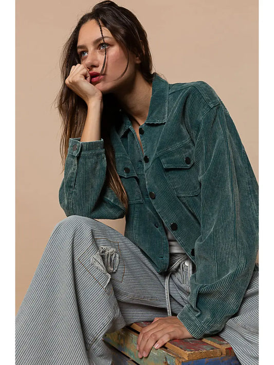 Button Down Corduroy Trucker Jacket