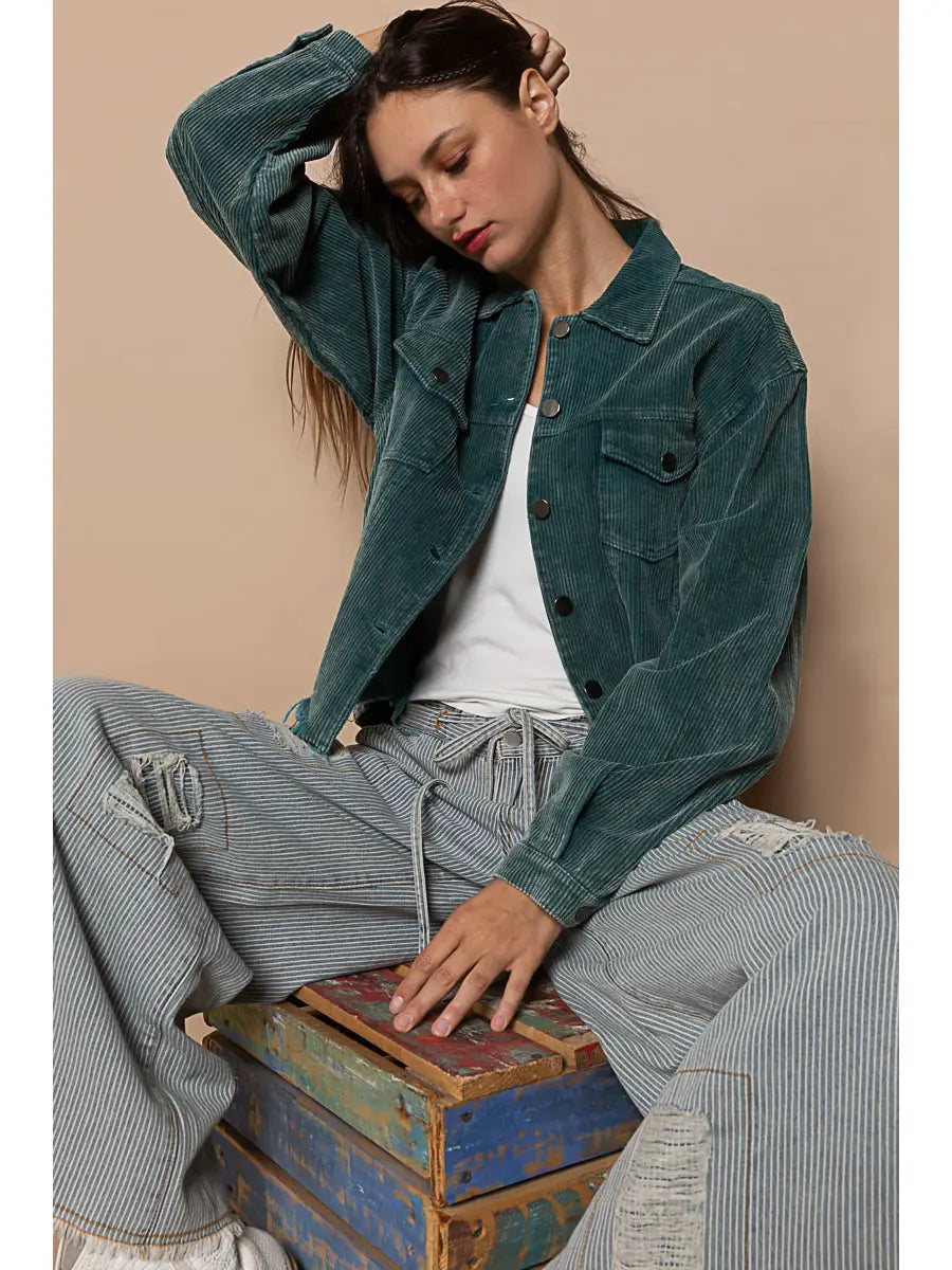 Button Down Corduroy Trucker Jacket