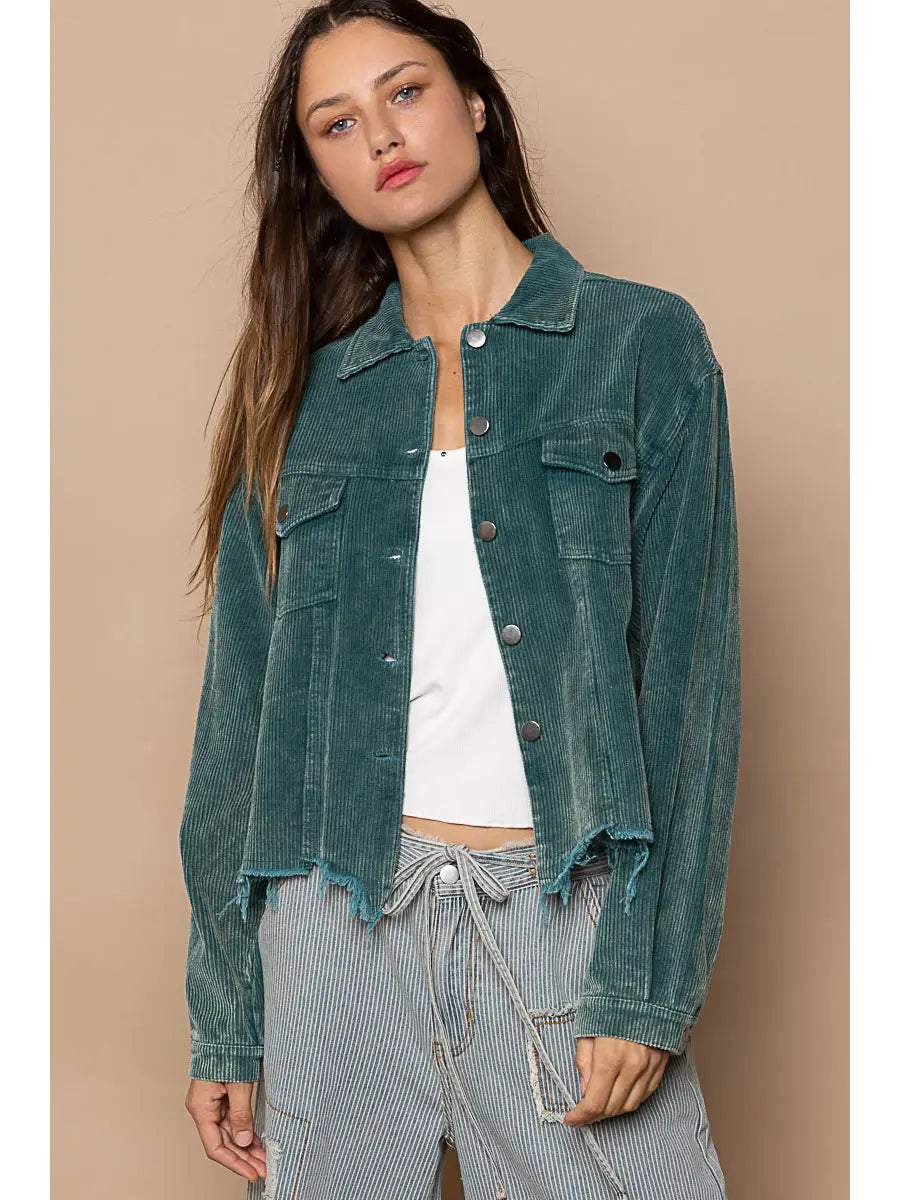 Button Down Corduroy Trucker Jacket