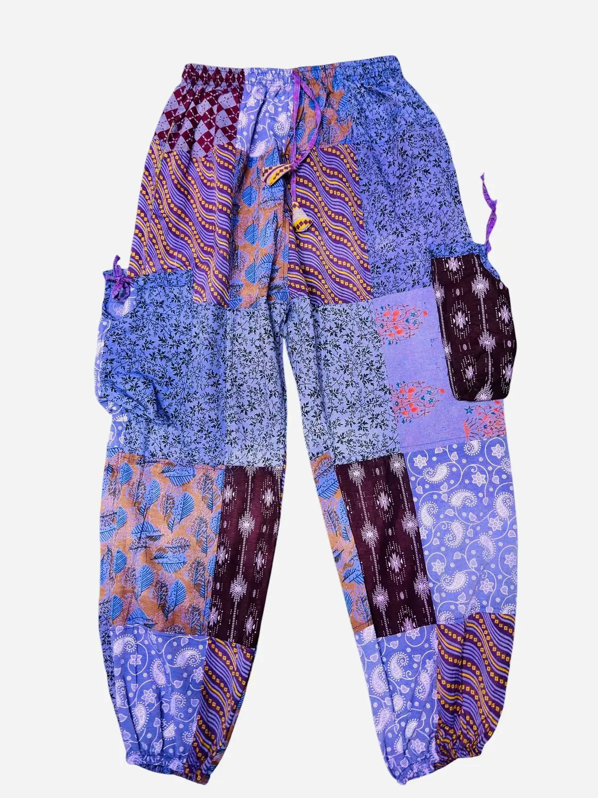 Cotton Multi Purple Patchwork Yoga Pant