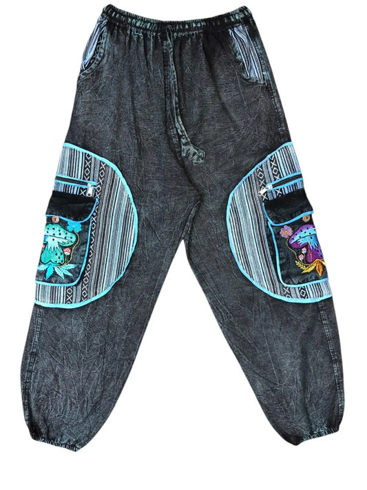 Cotton Stonewash Patchwork Embroidery Pant