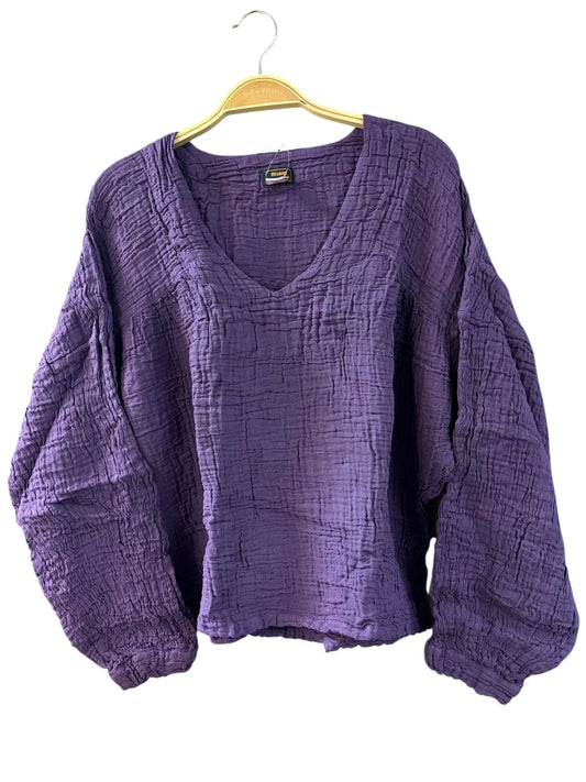 Cotton V Neck Long Sleeve  OS