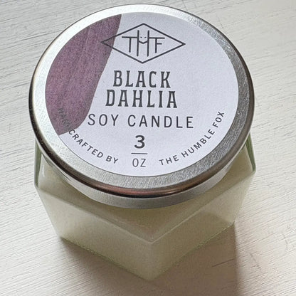 Black Dahlia Soy Candle - 3oz Hexagon Jar