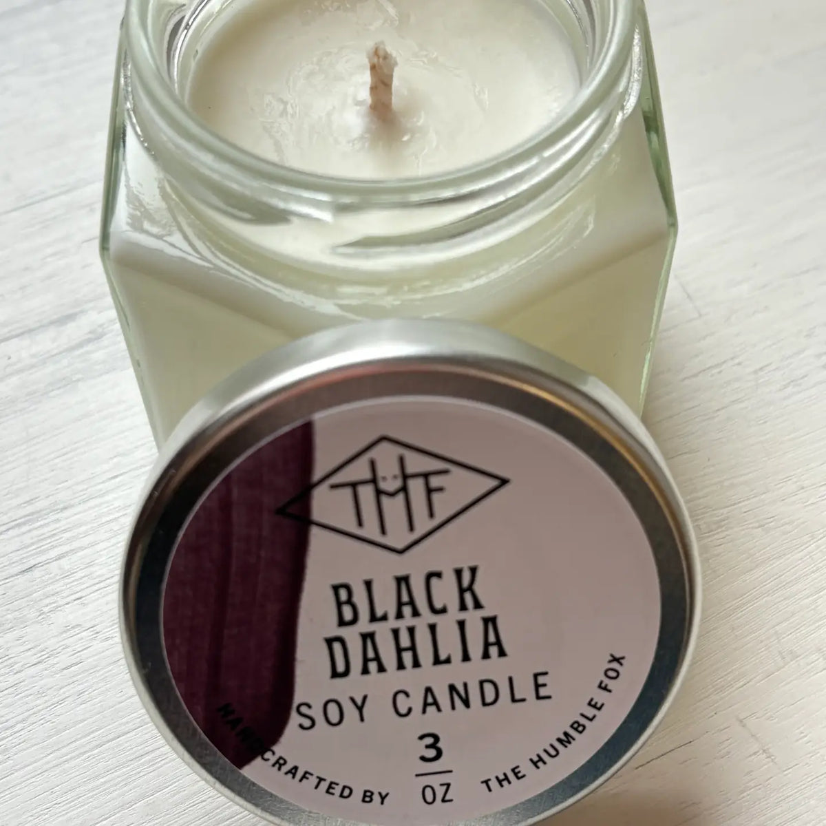 Black Dahlia Soy Candle - 3oz Hexagon Jar