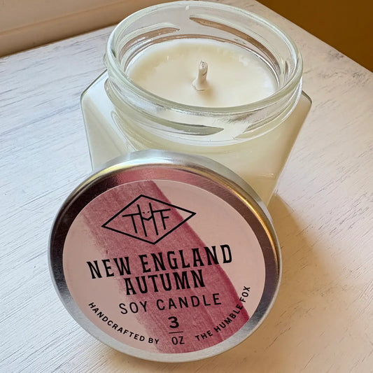 New England Autumn Soy Candle - 3oz Hexagon Jar