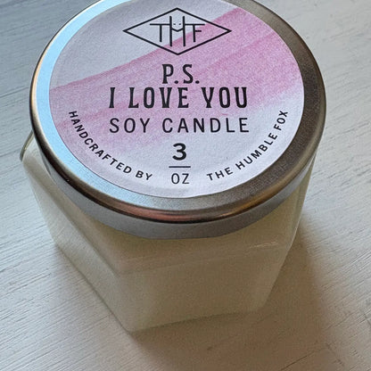P.S I Love You Soy Candle - 3oz Hexagon Jar