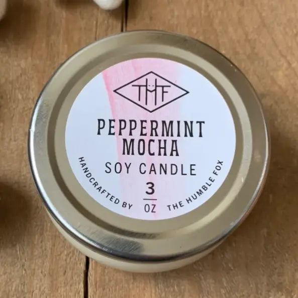 Peppermint Mocha Soy Candle - 3oz Hexagon Jar