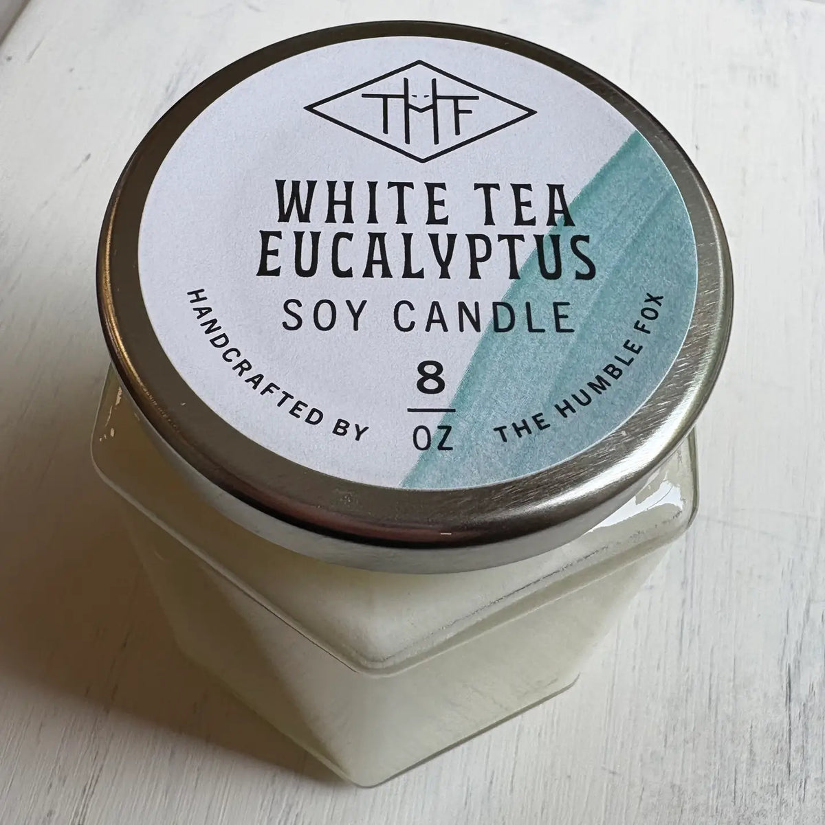 White Tea Eucalyptus Soy Candle - 8oz Hexagon Jar