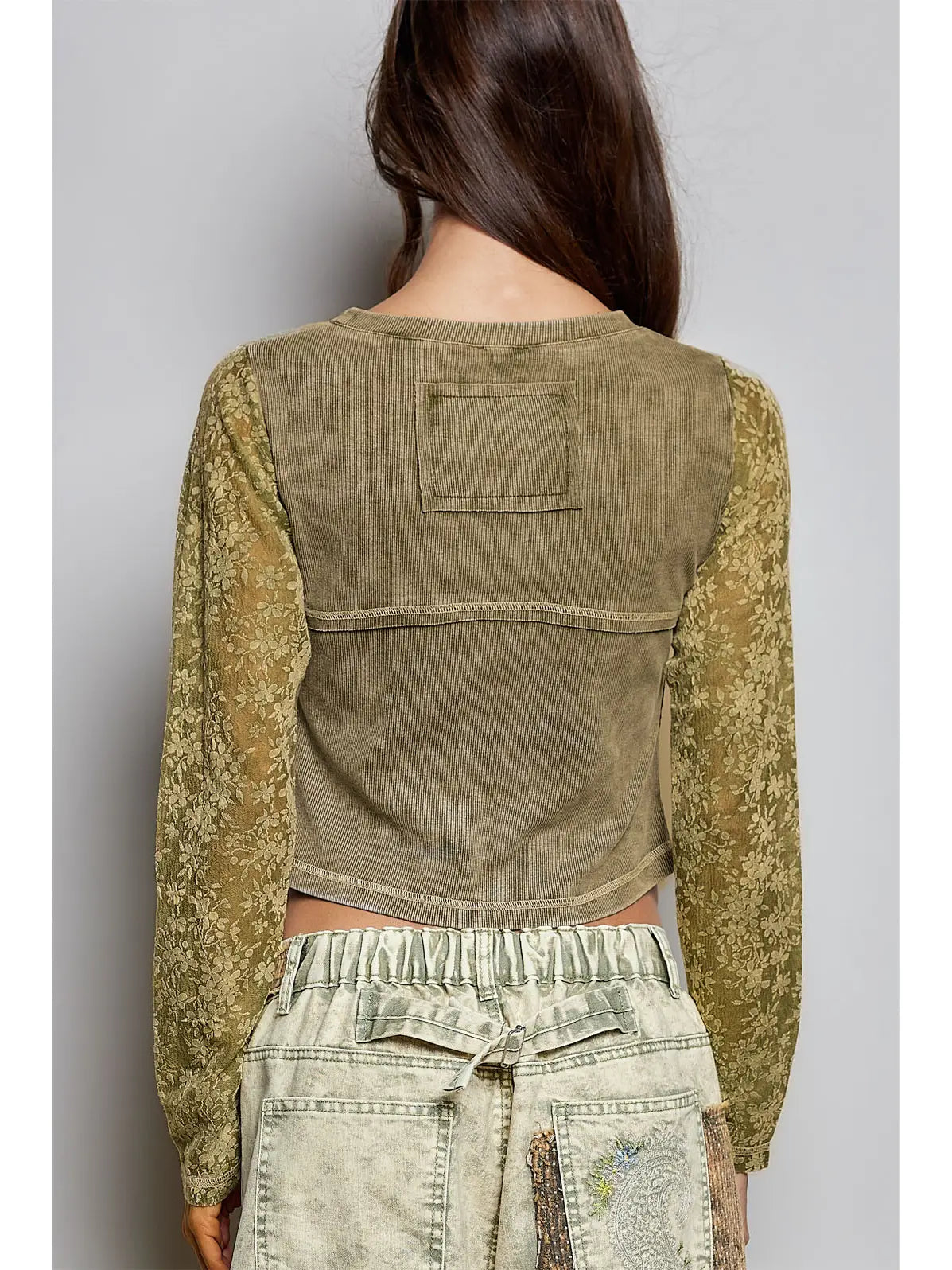 Semi Sheer Textured Rib Crop Top