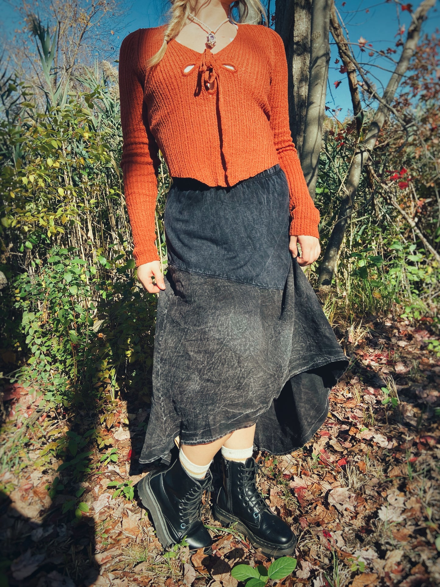 Onyx Oil-Washed Skirt